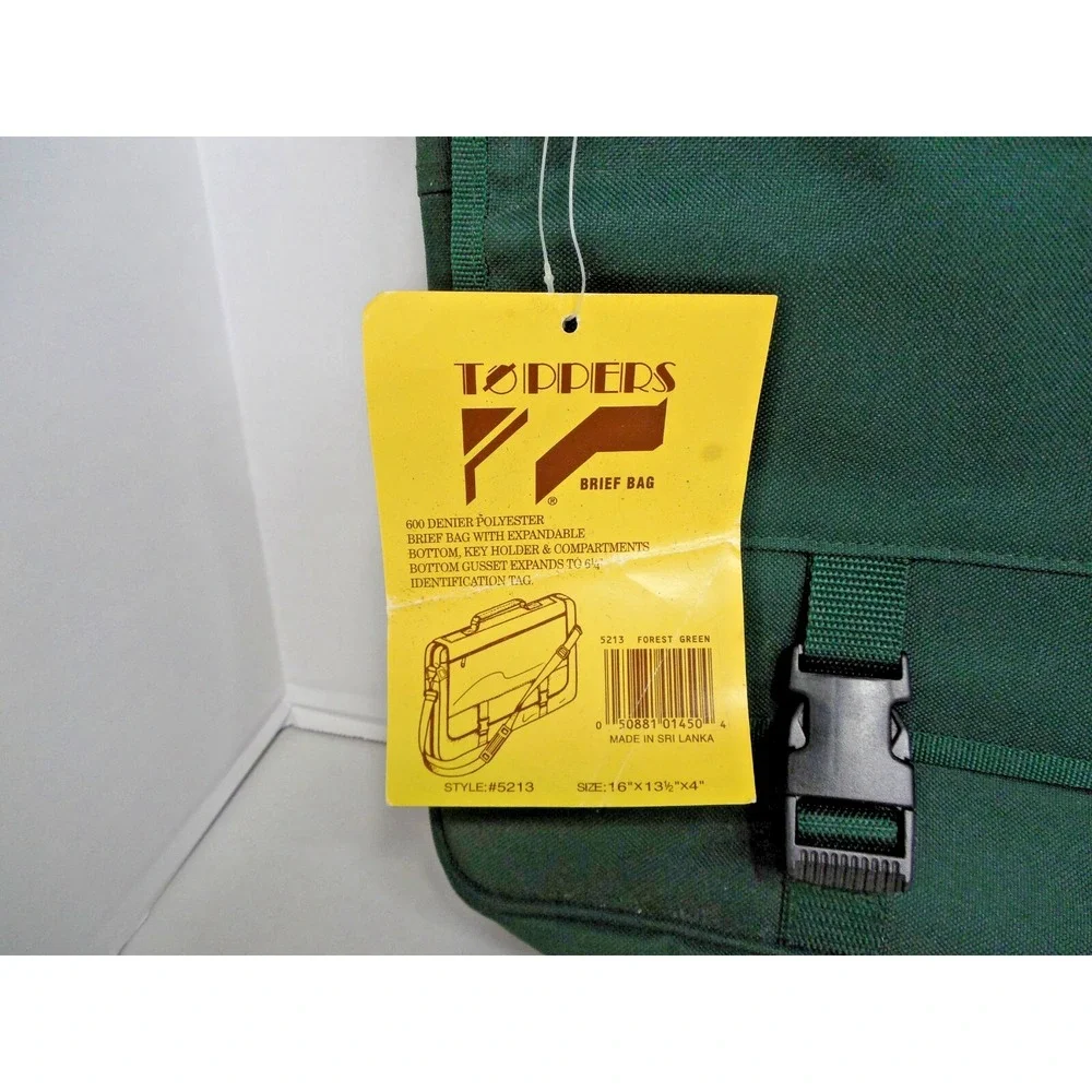 NWT Toppers Brief Bag, 5213 / top handle, shoulder strap Forest Green ID Tag